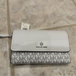 Michael Kors Ivory and Silver Wallet
